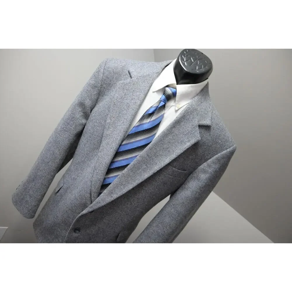 Imperial Haggar Tweed Handwoven Herringbone Wool Blazer‎ Sports Jacket Sz 46 R